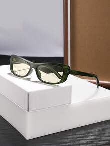 1副男士复古窄框矩形时尚眼镜，轻盈聚碳酸酯镜框，休闲百搭，适合日常外出佩戴，附眼镜盒 - 彩色 - 查看 9