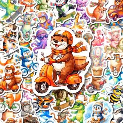 50 Stücke süße Aquarell Tier Aufkleber, wasserfeste Vinyl Aufkleber für Laptop, Wasserflasche, Skateboard, Fahrrad, Gepäck, Gitarre, Computer, ästhetische Cartoon Wildtier Aufkleber für Jugendliche, Erwachsene, Reisende, Studenten, Tier Illustrationen Aufkleber Set für Scrapbooking, Journaling, DIY Handwerk Dekoration. Dieses lebendige Aufkleber Set beinhaltet 50 Stücke charmante Aquarell Sammelalbum Zubehör, Schreibwaren, witzige Aufkleber, Kindle