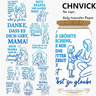  CHNVICK 12PCS/SET UV DTF Cup Wraps Style Self-Adhesive Sticker For Coffee Cups, Water Bottles, Home Decor, Laptops And Refrigerator DIY Crafts(Glass Not Included)