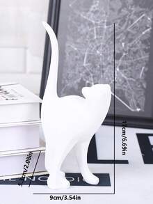 简约白色抽象猫雕塑，现代树脂宠物爱好者摆件，优雅家居装饰，适用于客厅、办公桌、卧室书架、玄关、咖啡桌，是送给爱猫人士、动物爱好者的理想礼物，也是乔迁、生日、波西米亚风格装饰艺术品。 - A - 查看 4