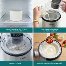 SUSTEAS Ice Cream Maker 2L Large Capacity Single Bowl Home Appliance Stainless Steel Material DIY Flavors - Silver - View 5