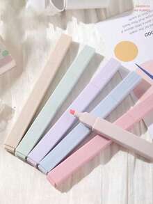 6pcs Fluorescent Highlighter Pens, Markers, Soft Tip Diary Pens, Creative Drawing Pens, Cute Outline Planning Pens, Suitable For DIY Scrapbooking And Back To School Season. Smudge-Proof And Bleed-Proof, Also Suitable For Bible Study And Journaling, Suitable For Students 14 Years Old And Above, Perfect Back To School Supplies And Gifts. - A - View 6