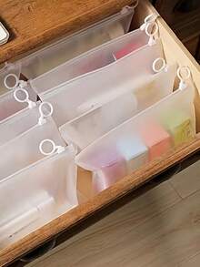 30/10pcs Moisture-Proof Reusable Zipper Bags, Thickened Jewelry Socks Storage Bags, Portable Travel Makeup Organizer Transparent Pouches - Clear - View 4