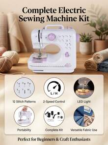 SOKANY Multifunctional Household Sewing Machine, Portable Electric Sewing Machine Professional Version, Convenient Mini Electric Overlock Sewing Machine For Travel Or Temporary Use, U-Shaped Groove Flexible Operation Display Panel Sewing Machine, Multiple Stitches Available, Built-In 12 Stitch Patterns - View 4