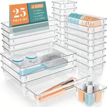 1pc/5pcs/9pcs/13pcs/25pcs Transparent Plastic Drawer Storage Boxes Set, Multiple Combination Options, Multi-Functional Bathroom Vanity Drawer Organizers, For Cosmetics, Bedroom, Kitchen Supplies, Office Items, Pet Desk Organizers, With Drawers, Space Saving, For Organizing Daily Necessities, Decorating Autumn Holidays, Room Decor, Home Decor, Autumn Decoration, Bedroom Decor - Clear - View 5