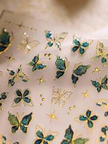 1pc 5D Nail Art Stickers Fragment Colourful Shell Light Butterfly High Quality Nail Stickers Spring Nail Art Decal Design Manicure Nails Nail Supplies - 多色-1 - 查看 4