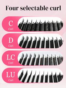 CoMango 12 Pairs LC Curled Thin 3D/5D/6D Fairy Eyelash Extension Set, Wet Lash Cluster Fan-Shaped Pre-Made Lashes, 5D Floral Mink False Eyelashes, Makeup Supplies - LC - 查看 5