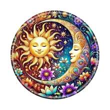 1 件复古圆形金属标牌，带有明亮的太阳和月亮花朵图案，防水耐用，适用于家庭、餐厅、酒吧、咖啡厅、车库 - 7.8 X 7.8 英寸，金属墙面艺术装饰，装饰牌匾，非常适合房间装饰，孔位置随机 - 彩色 - 查看 10