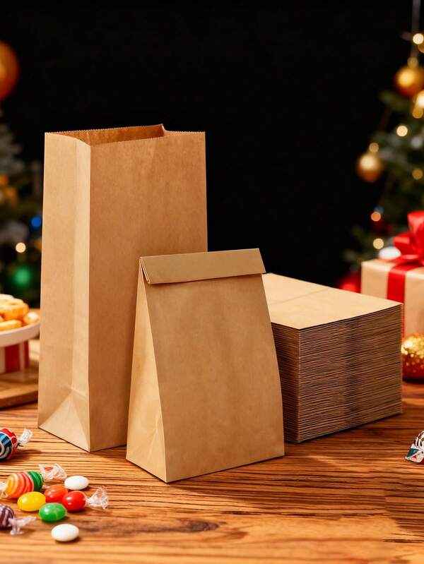 10/25/50 piezas Bolsas de papel kraft resistentes a la grasa, bolsas de papel desechables para empaquetar hamburguesas y sándwiches, bolsas de papel para hornear y llevar aperitivos, mini bolsas de papel kraft, bolsas de papel marrón duraderas, bolsas de papel pequeñas para galletas, tartas y regalos