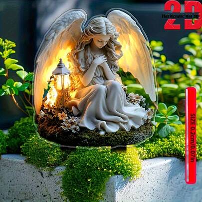 亚克力天使许愿花园插牌装饰，波西米亚风格仙女主题户外装饰，适用于草坪、花园、花盆，多功能庭院艺术标牌