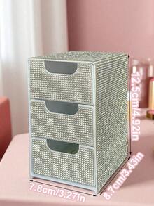 Hộp đựng đồ để bàn 3 ngăn đính đá lấp lánh cao cấp, hộp đựng trang sức và mỹ phẩm, quà tặng cho nữ, quà Giáng sinh, ý tưởng quà tặng cho nữ, trang trí phòng. - Nhiều màu - Xem 12