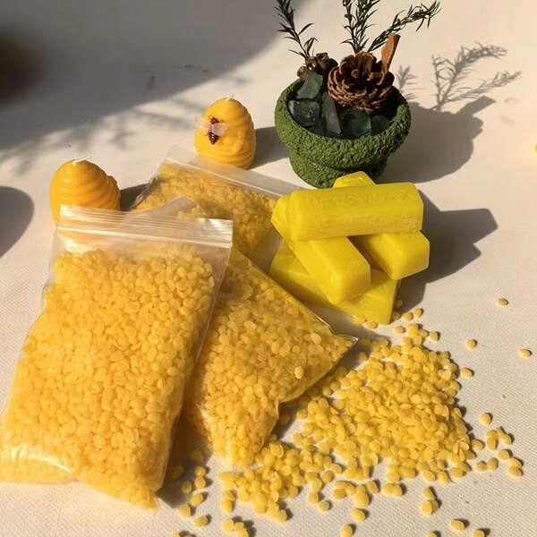 500g, Cera de abeja amarilla de alta calidad, después de múltiples tamizados, se utiliza como materia prima para la fabricación de velas y cera de aromaterapia. Es adecuada para la fabricación artesanal de velas, materiales de moldeo de cera DIY, materiales de molde de cera, regalos para amantes de las velas y para hacer velas de Halloween.