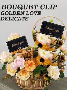 40pcs Gold Heart Shaped Floral Clips, Metal Wire Gift Photo Note Clips, Gift Card Bouquet Clips, Suitable For Floral Arrangement, Wedding, Baby Shower, Decoration, DIY Crafts, Table Card Holders, Photo Note Clips - Multicolor - View 7