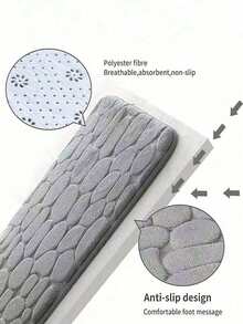1pc Coral Velvet Stone Texture Embossed Floor Mat, Pebble Anti-Slip Door Mat, Waterproof Absorbent Cushioned Mat For Kitchen, Laundry Room, Bedroom, Bathroom - Multicolor - View 7
