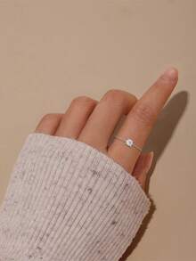 1枚925纯银莫桑石可调节戒指，18K镀金，女士日常佩戴，适合派对、周年纪念、情人节、婚礼、新娘首饰 - 銀 - 查看 5