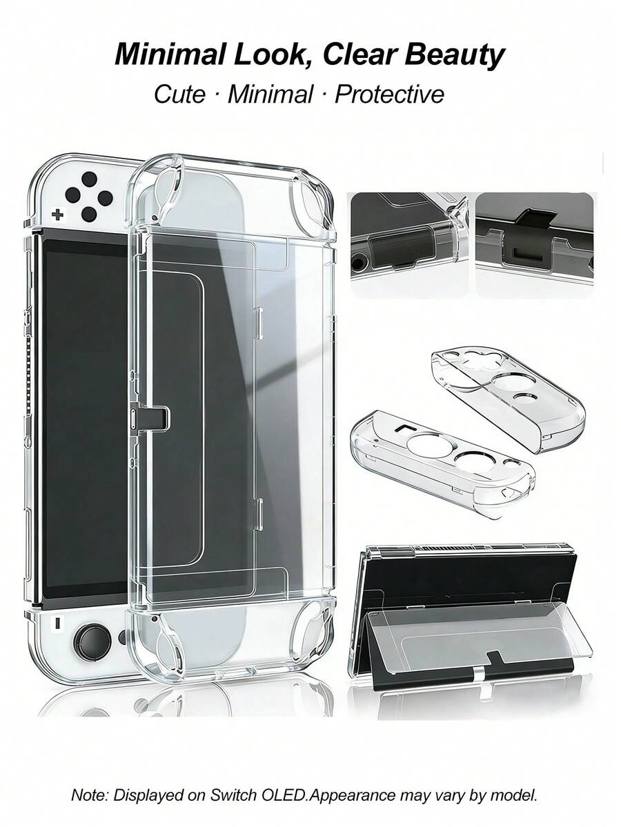 1个透明Switch保护壳，可爱透明保护套，兼容Switch 2/Switch NS/Switch OLED/Switch Lite，时尚游戏配件，Switch玩家的完美礼物 - 查看 1