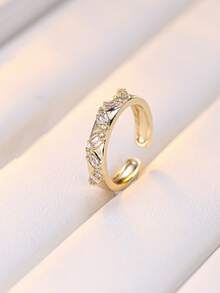 1pc Elegant Zirconia Wrapped Open Ring, Delicate Niche Design Finger Ring, Versatile For Commuting, Women - Open Ring - View 12