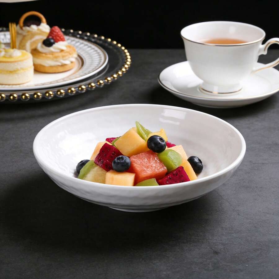 新款锤纹小沙拉碗/北欧系列/创意设计/密胺材质/耐刮擦/沙拉碗/面条碗/生鱼片碗/节日造型/高端拍摄/可用洗碗机清洗 - 白色 - 查看 1