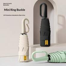 Mini Foldable Dual-Use Umbrella, Portable 5-Fold Umbrella With Ring Handle, Capsule Umbrella, UV Protection Sun Umbrella - Multicolor - View 1