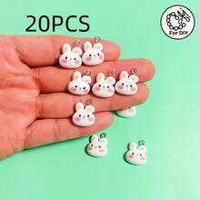 10/20个精致小白兔吊坠，造型活泼可爱，长耳朵，适合制作手工珠宝吊坠、耳环、项链、手链、创意礼品和树脂饰品。 - 彩色 - 查看 9