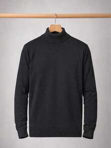 Baronesa Tricot Cacharrel Men's Cold Weather Blouse High Neck Knitting - 黑色 - 查看 6