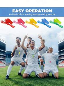 48个随机颜色塑料派对哨子，OK哨子运动哨子派对礼品，声音响亮清脆，适用于教练、裁判、紧急情况、狩猎、救援信号、户外运动、啦啦队道具、派对、生日和婚礼庆典、秋季、感恩节等场合。 - 彩色 - 查看 5
