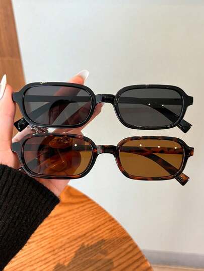 Bộ 2 kính mắt nữ hình chữ nhật kiểu dáng giản dị, thiết kế tối giản, phù hợp sử dụng hàng ngày, đi biển và du lịch.