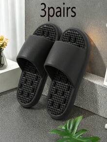 Anti-Slip Massage Slippers For Men And Women, Bathroom Waterproof Quick-Drying Soft EVA Sole Shower Sandals - Black - View 11