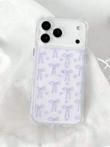 1个可爱紫色蝴蝶结爱心图案透明TPU防震手机壳，适合作为节日礼物送给男朋友/女朋友，兼容苹果XS/XS Max/XR/11/12/13/14/14 Plus/15/15 Plus/16/16 Plus/7/8 Plus/17/17 Pro等型号 - 淡紫色 - 查看 3