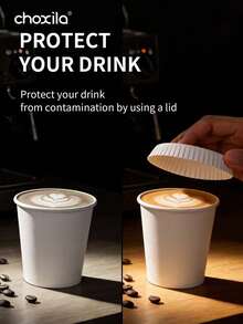 choxila 10/50/100 piezas Tapas de vasos de papel desechables, se ajustan a vasos de bebida de 7 cm, cubiertas de papel para bebidas, adecuadas para café, té, reuniones diarias y ocasiones especiales - Tapa de vaso de papel - Ver 6