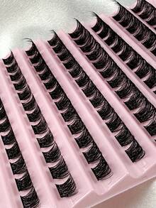 Hinarin 120片D卷度簇状假睫毛，柔软自然的貂毛假睫毛，DIY睫毛嫁接，单根假睫毛，适合初学者、时尚女孩、女性化妆 - D - 查看 4