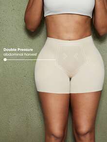 1pc Women Waist Trainer Shorts With Butt Pads, Seamless Shapewear Tummy Control Panty - Apricot - View 5