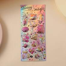 Reusable 3D Stickers - Shiny Metallic Shaker Stickers, Suitable For Scrapbooking, Diaries, Sticker Albums, Journals, Envelopes, DIY Crafts, Cartoon Embossed 3D Stickers, Fun And Cute Crystal Stickers (Random Style) - Multicolor - View 3