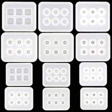 1个/4个树脂首饰硅胶模具，水晶环氧树脂珠子模具，圆形、菱形、方形、椭圆形、长方形，手链串珠环氧树脂硅胶模具，带孔宝石首饰制作环氧树脂模具，适用于耳环、吊坠、手链和项链 - 白色 - 查看 11