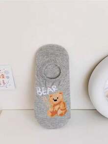 1/4 Pair Cute Bear Invisible Boat Socks, Low Cut Non-Slip Breathable Cartoon Style Invisible Socks For Girls - Multicolor - View 8