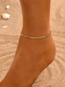 1pc Fashionable Minimalist Women's Gold Stainless Steel Anklet - Gold - View 10