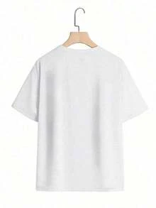 Retro I Just Get Fly And Trust God Typography Print Graphic Tee,Casual Print,Comfortable And Versatile,Cotton 220g Printed-Shirt,Unisex Style - 白色 3 - 查看 2