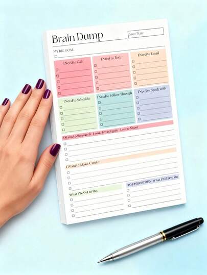 1 A5 Size 50 Pages High Quality Paper Minimalist Notebook - Brainstorming To-Do List Focused Planner | Daily Task Management Efficiency Planning Tool, Suitable For Self-Planners And Project Managers | Essential For Efficient Home Office And Learning