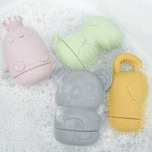 4件套婴儿洗澡挤压戏水玩具，硅胶动物造型喷水洗澡玩具，适合幼儿，感恩节/万圣节/圣诞节礼物 - 彩色 - 查看 7