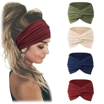 Fashionable Minimalist Wide Knotted Headband, Multiple Colors Available, Comfortable Sweat-Absorbent, Versatile Elastic Hair Band For Women