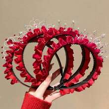 Hair Hoop New Year Headband Zircon Lace Princess Crown Tang Suit Hair Hoop Rhinestone Celebration Hairband - Estilo 5 - Ver 4