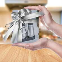Lonffery Salt And Pepper Shakers Set, Stainless Steel With Glass Bottle For Table, RV, Camp, BBQ, Set Of 2, Black - 白色 - 查看 7