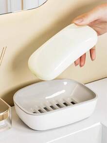 2pcs Bathroom Soap Dish Drain Soap Box, Removable Double-Layer Large Soap Holder Rack - Multicolor - View 3