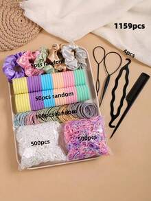 1159pcs/Set Basic Fashion Hair Accessories Set, Including Satin Scrunchies For Elegant Casual Looks, Multi-Color Basic Hair Ties, And Practical Styling Tools - Suitable For Women, Meets Daily Matching Needs. Whether Simple Ponytail, Sophisticated Updo Or Creative Hairstyle, Easy To Achieve, Practical Must-Haves!, Headpiece,Summer,Holiday,Travel,Festival,Party - Multicolor - View 19
