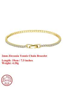 ORSA JEWELS 1条925纯银镀14K金立方氧化锆网球链手链，男女皆宜的奢华珠宝礼品，适合婚礼/派对佩戴，2026时尚手链，低过敏性且不易褪色 - SB91 - 查看 17