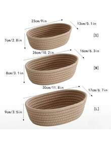 1个大容量椭圆形手工编织收纳篮，波西米亚风格编织篮，椭圆形编织收纳篮，适合存放小物件和其他物品，适用于厨房、浴室、杂物间、卧室、客厅、宿舍、书桌、梳妆台、家居装饰、浴室收纳，也适合存放零食。 - 卡其色 - 查看 8