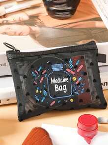 1个迷你便携网状医用包，印有“Medicine”（药品）字样和十字图案，可用作急救包、医疗应急包，适用于户外、居家、旅行、化妆、收纳，是母亲节、生日、浴室收纳、学生宿舍洗漱包的理想礼物，也是送给妻子、家人和朋友的贴心之选。 - 彩色 - 查看 9