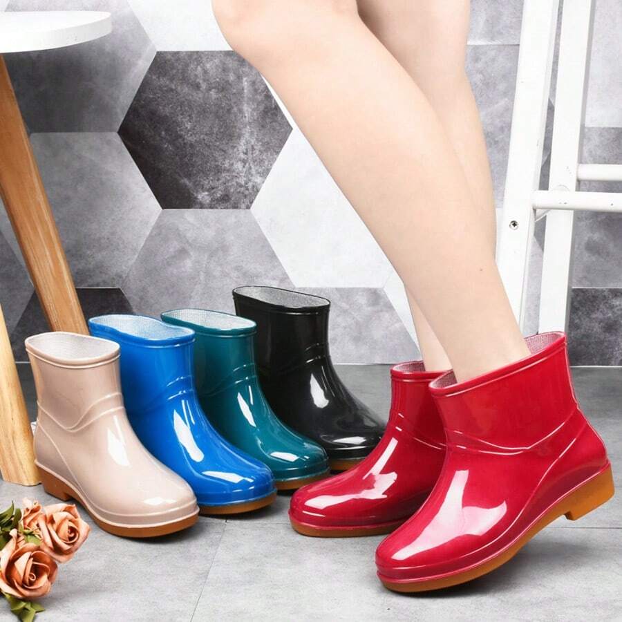 Women's Fashion Non-Slip Rain Boots, Short Stylish Waterproof Shoes With Rubber Soles, Adult Waterproof Shoes,Shoe Rack,Storage Saver,Outdoor,Garden,Travel Essential,Portable,Beach Essential,Graduation Season,Commencement,Graduation Ceremony,Graduation Gift,Graduation Present,Graduation Gift,Graduation Present,Congrats Grad,Congratulations Graduate,Valedictorian,Finish School,Graduation Party,Rain Boots / Rubber Boots / Waterproof Boots / Boot Covers / Shoe Covers Waterproof / Rain Shoe Covers / Wellies / Botas De Agua / Galochas / Outdoor / Garden - Regular - View 1