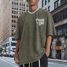 100% Cotton Christian Jesus Shirts For Men Religious Praise The Lord Bible Verse Shirt Oversized Graphic Tees Acid Wash Tshirt- Unisex Women's & Men Campus Daily Wear - 綠色 - 查看 2