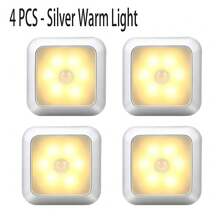 6 LED Motion Sensor Night Light, Smart PIR Sensor, Auto On/Off, Sensor Bedside Lamp, AAA Battery Powered, Easy Installation, Suitable For Bathroom, Bedroom, Hallway, Stairs, Cabinet, Garage - 6 LED Lights - View 11